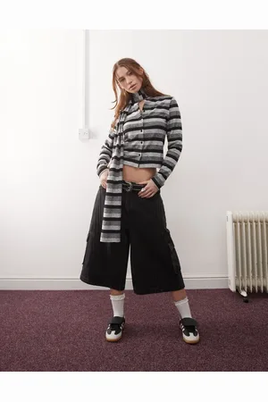 COLLUSION Fitted cardigan in fluffy with scarf-Multi