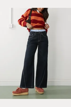 The Ragged Priest Low rise baggy fit dad pants in -Blue