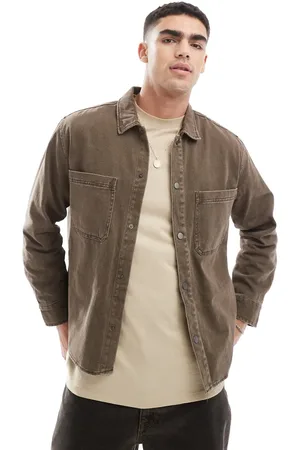 Pull&Bear Denim acid washed overshirt in