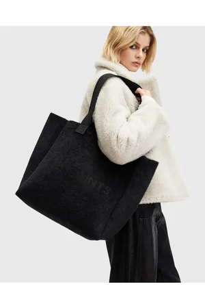 AllSaints Izzy fuzzy tote in black