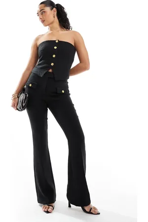 The Frolic Exclusive tailored boucle flower button detail flared pants in (part of a set)