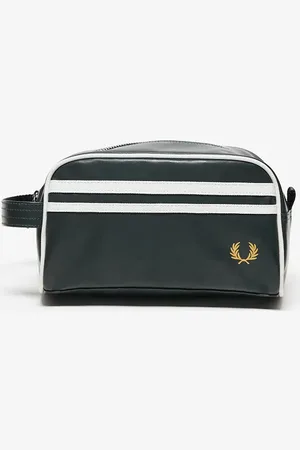 Fred Perry Coated faux leather washbag in dark and white