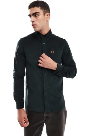 Fred Perry Long sleeve cord shirt in dark