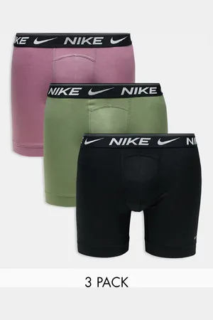 Nike Dri-FIT ultra comfort 3 pack boxer briefs in green/black/plum