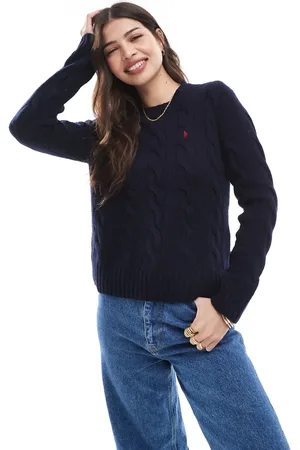 Ralph Lauren Wool cable knit jumper in navy-Grey
