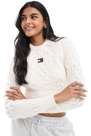 Tommy Hilfiger Star cable knit jumper in off white
