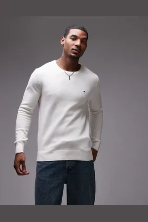 Tommy Hilfiger Essential crew neck jumper in off white