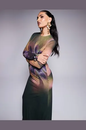DASKA Exclusive maxi dress in overscale placement floral-Multi