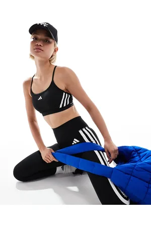 adidas Adidas Training Essentials light support 3 stripe sports bra in