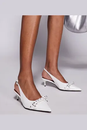 River Island Bow slingback heels in -White