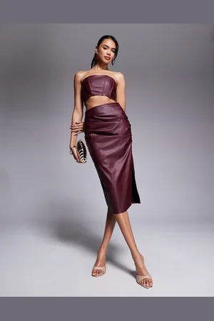 Jaded Rose PU midaxi skirt in -Red