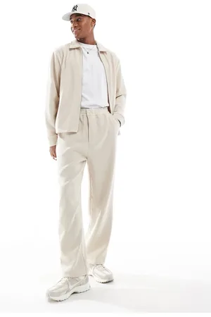 JACK & JONES Ribbed loose fit pants in beige (part of a set)-Grey