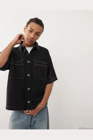 COLLUSION Boxy seam detail denim shirt in