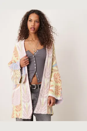 Free People Mallorca oversized intarsia knit cardigan in multi