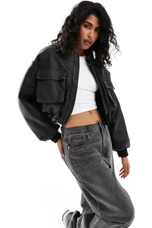 Native Youth Cropped pocket detail bomber jacket in