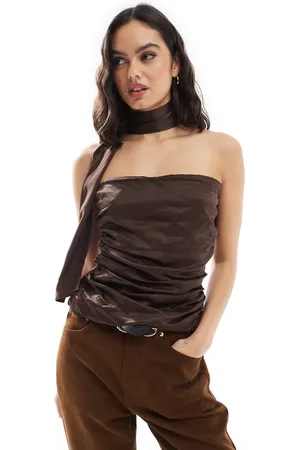 ASOS Satin top with neck tie detail in