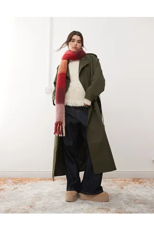 Miss Selfridge Belted trench coat in -Green