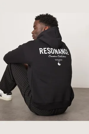 SELECTED Oversized hoodie with text back print in