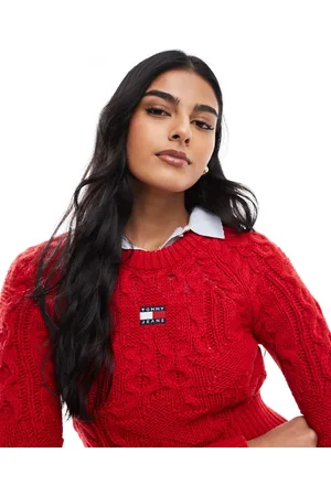 Tommy Hilfiger Star cable knit jumper in bright red
