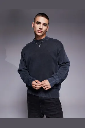 HUGO BOSS Akapulk tonal logo overdye cotton knit jumper relaxed fit in