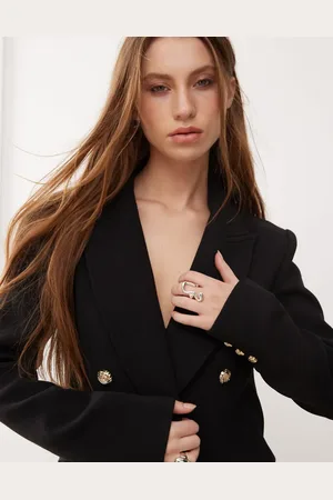 Lioness Double breasted blazer with gold button hardware in