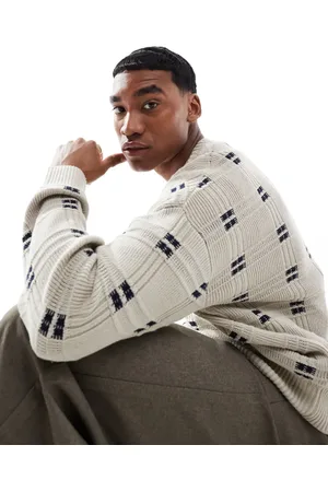 Hollister Boxy crew neck jumper in geo pattern