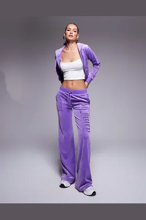 Juicy Couture Velour tonal jewel low rise trackies in purple (part of a set)