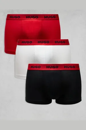 HUGO BOSS HUGO Bodywear 3 pack trunks in black, white and red with contrasting logo waistband