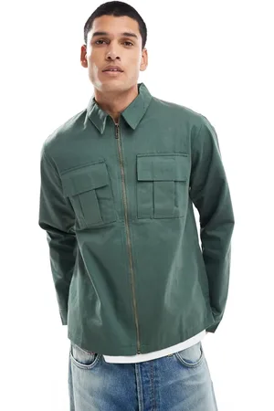 Another Influence Zip through utility shirt in -Green