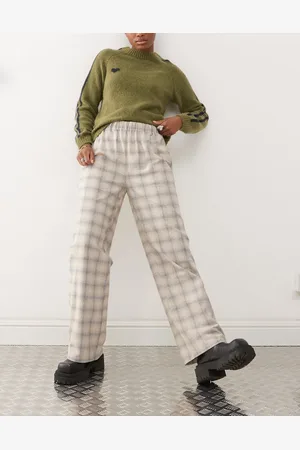 Reclaimed Wide leg pull on lounge pants in neutral -Multi