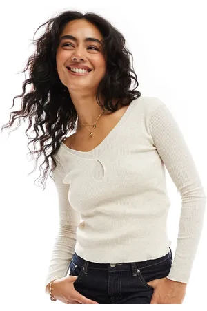 SCALPERS Double rib long sleeve tee in -White