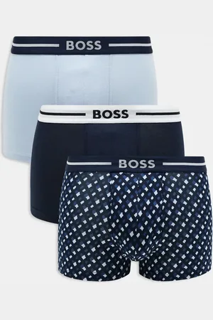 HUGO BOSS Power 3 pack logo waistband plain & print trunks in