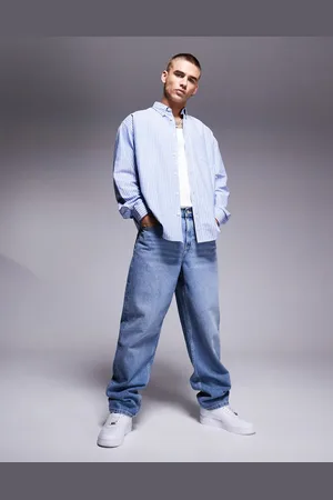 Hugo Blue Ebill oversized shirt in blue stripe