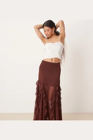 Miss Selfridge Godet insert maxi skirt in
