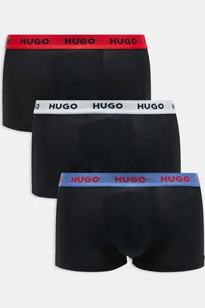 HUGO BOSS HUGO Bodywear 3 pack trunks in black with contrasting colour logo waistbands