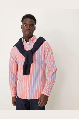 GANT Regular fit poplin striped logo shirt in red