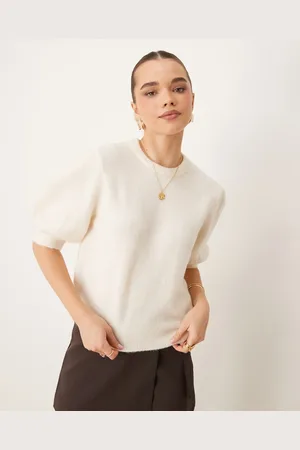 Gina Tricot Knitted sweater with puff short sleeves in