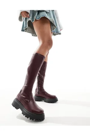 ASOS Canyon sock chunky knee boots in -Red