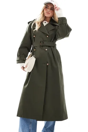 Miss Selfridge Belted trench coat in -Green