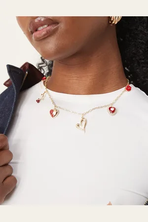 DesignB London Multi hearts charm necklace in -Silver