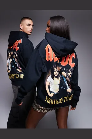 ASOS Unisex oversized licence hoodie with AC/DC prints in