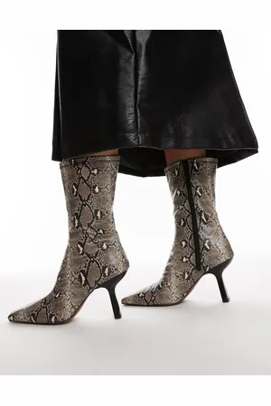 Topshop Piya high heeled ankle boots in print-Multi