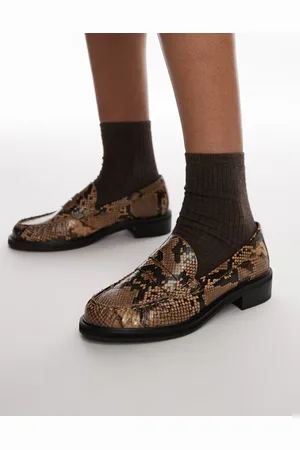 Topshop Carter loafers with ruched detail in print-Multi
