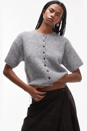 Topshop Knitted half sleeve cardi in -Multi