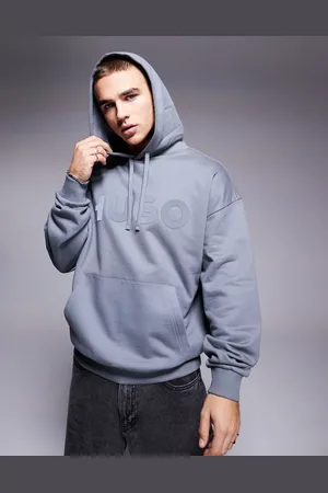 HUGO BOSS Oversized Ditchle large chest logo hoodie in grey