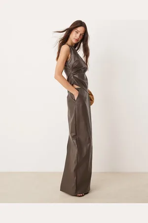 Pretty Lavish Faux leather maxi skirt in brown (part of a set)