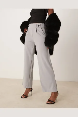 JDY Button detail wide leg dad pants in light grey