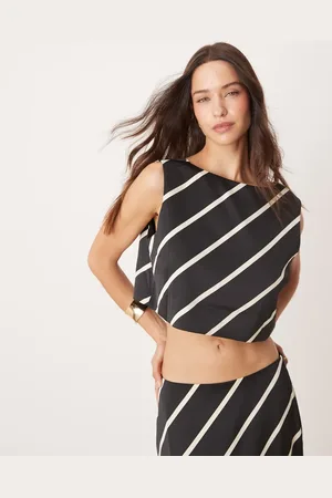Pretty Lavish Tied top in stripe print (part of a set)