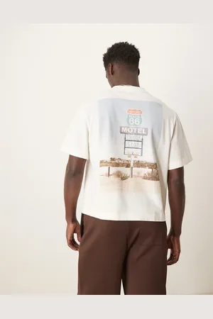 Abercrombie & Fitch Cropped motif back print t-shirt in white