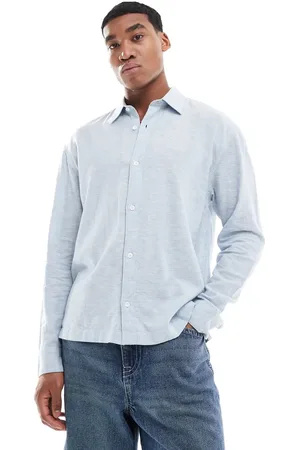 Hollister Button through linen shirt in blue